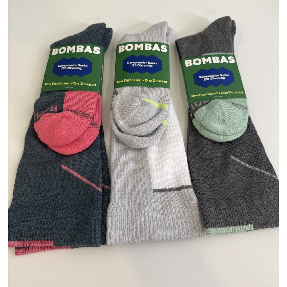 Bombas Size Large Performance Compression Knee-Hi Socks 3-Pack 20-30 mm Hg L